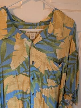 Island Passport Tropical Hawaiian Shirt in Yellow, Blue & Green - 3XLT